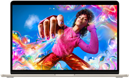 MacBook Air screen showing a colourful image to demonstrate the colour range and resolution of the Liquid Retina display