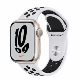 Apple Watch Nike Series 7 Starlight Aluminium Case with Pure Platinum/Black Nike Sport Band