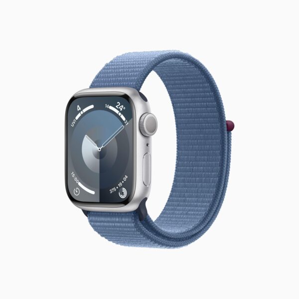 Apple Watch Series 9 Silver Aluminium Case with Winter Blue Sport Loop